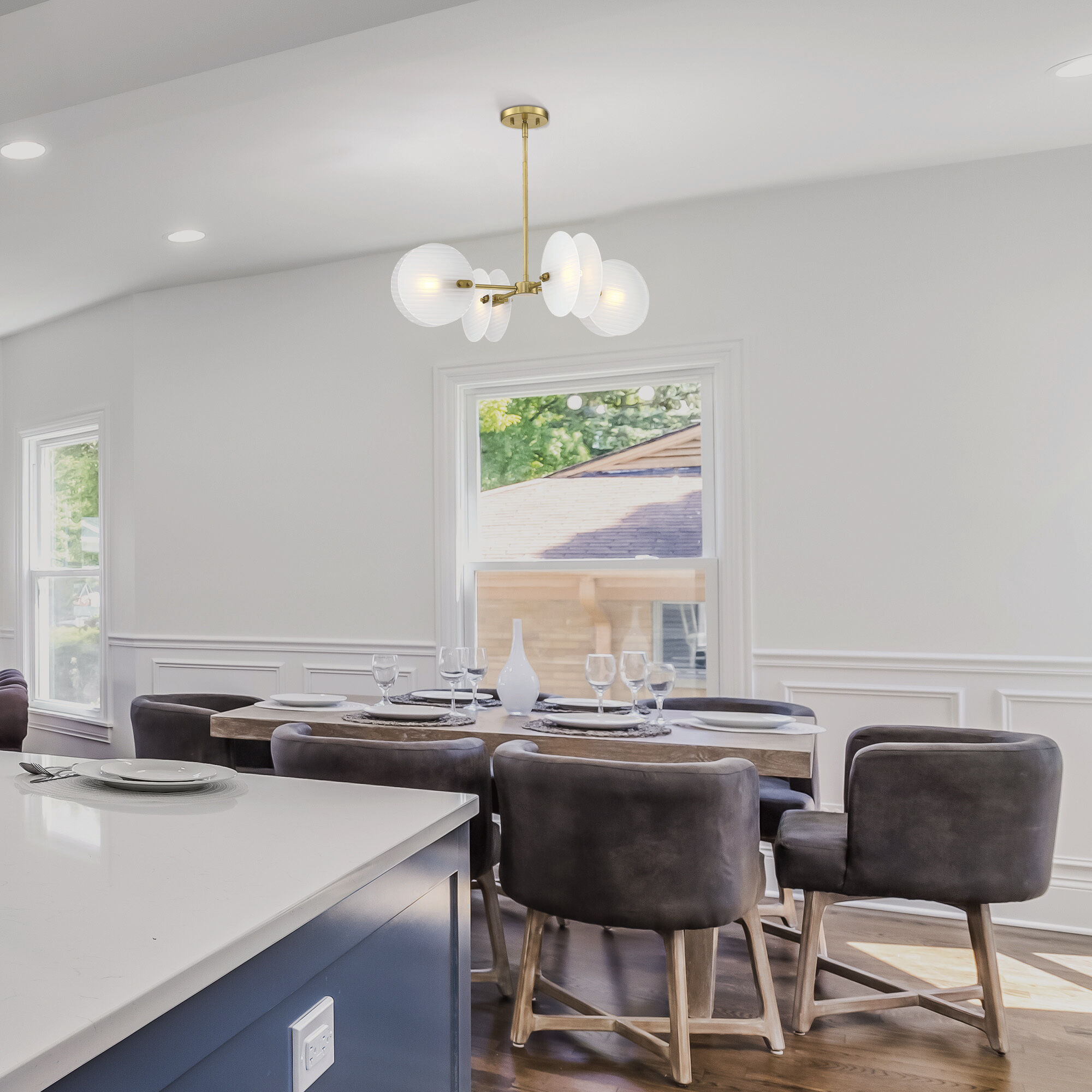 Sky Fall 4 Light 28 inch Brushed Gold Chandelier Ceiling Light